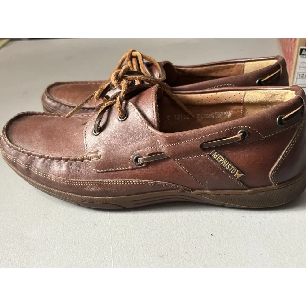 Mephisto Spinnaker Boat Shoes Mens 11 Brown Leather Slip On Comfort Loafers